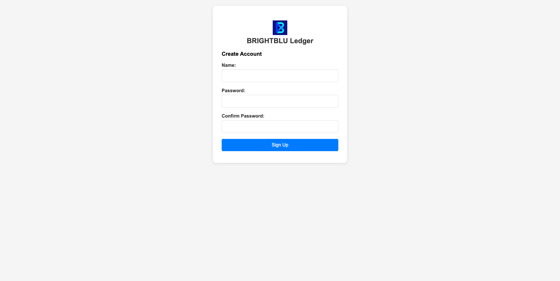 Create Account — set a name and password